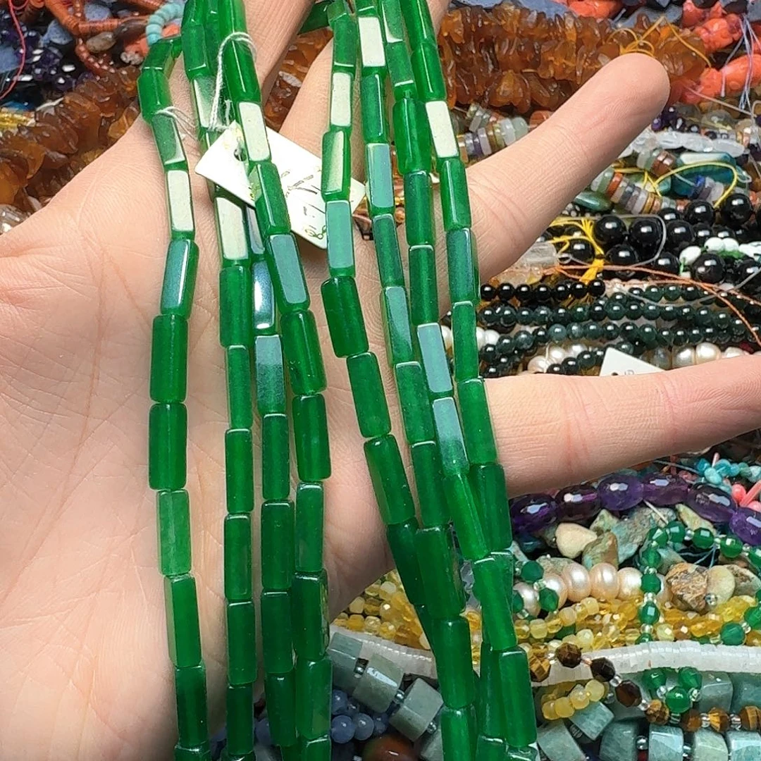 玛瑙/玉髓合金珠宝半成品一条4x13m干青方管