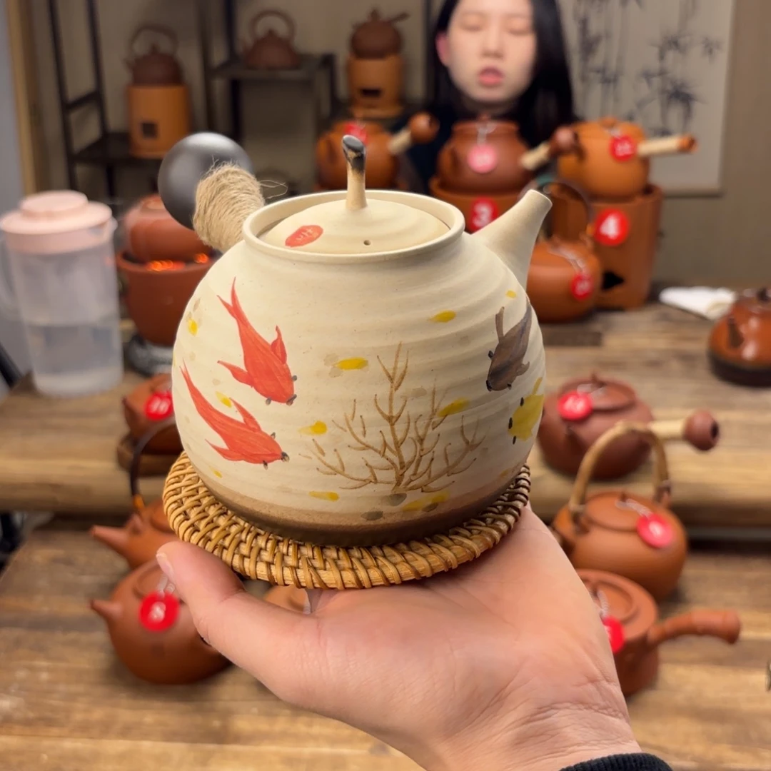 煮水煮茶甘甜 潮州砂铫壶 搭藤垫