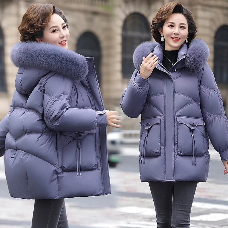 棉衣加厚冬季短款宽松棉袄妈妈装加绒母亲2025新款气质中老羽绒服