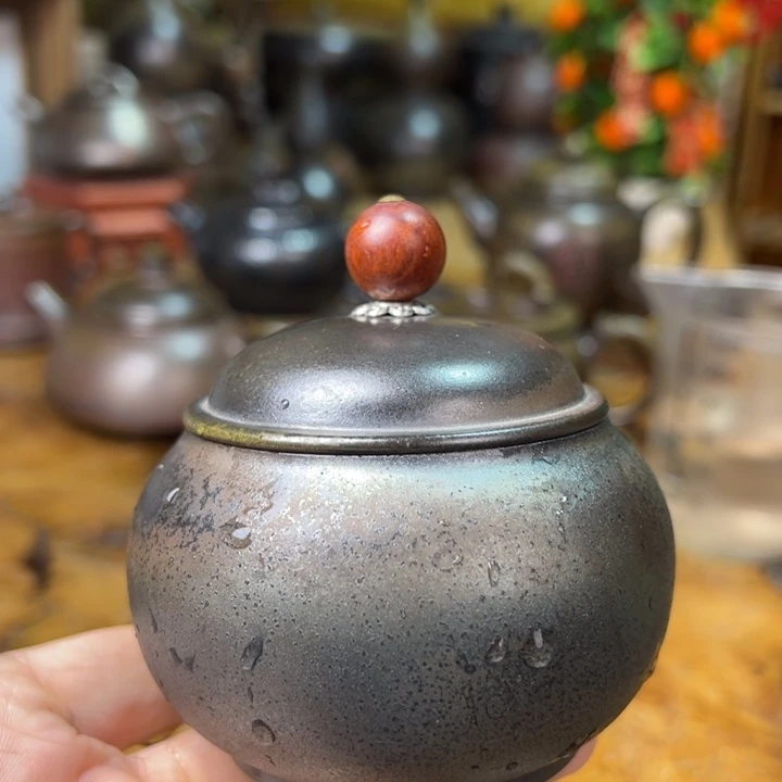 壶纯柴烧坭兴陶醒茶罐