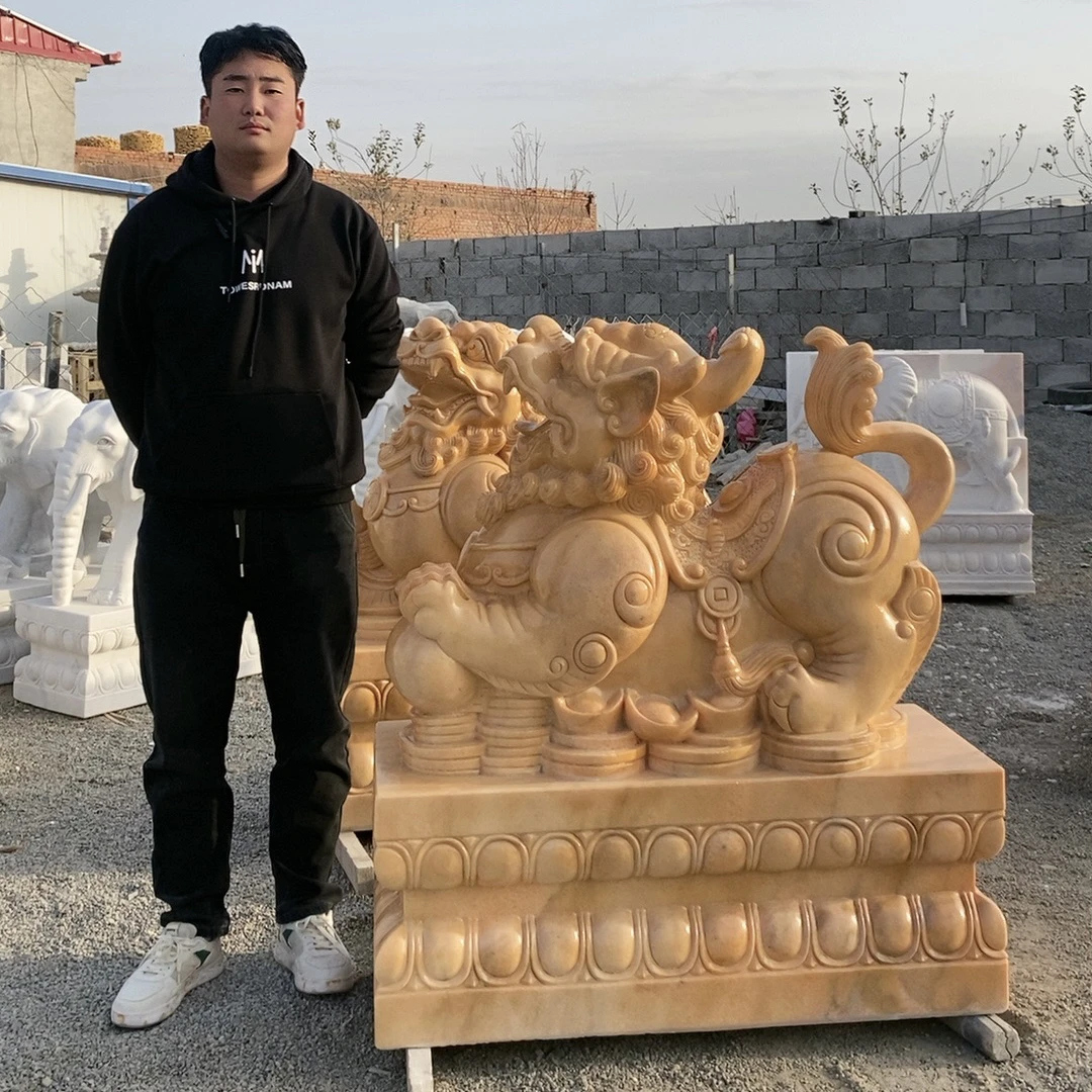 石雕貔貅一对汉白玉青石石雕貔貅大型公司酒店门口大理石