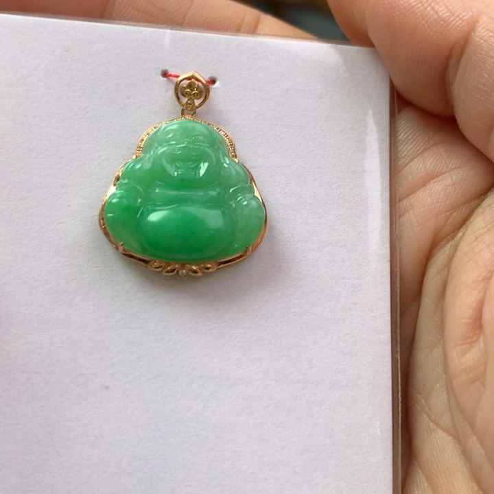 翡翠颈饰18K金镶嵌翡翠吊坠