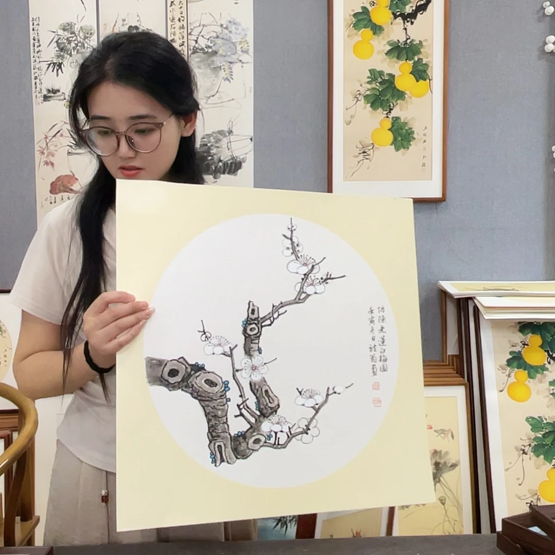 书法手绘带框尺寸：53*53