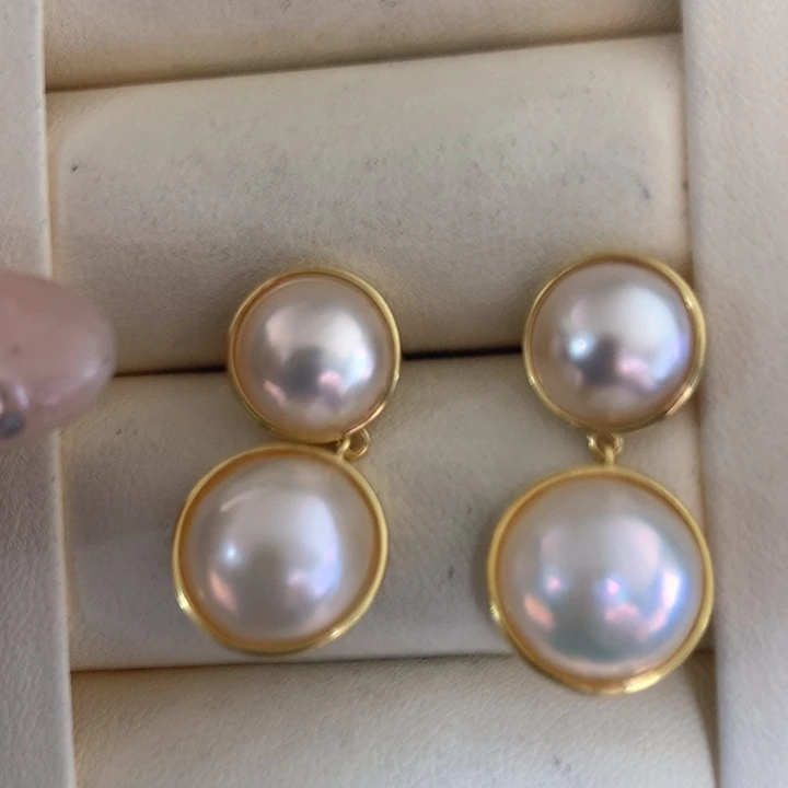 耳饰拼合珍珠（马贝珠）银S925镶嵌