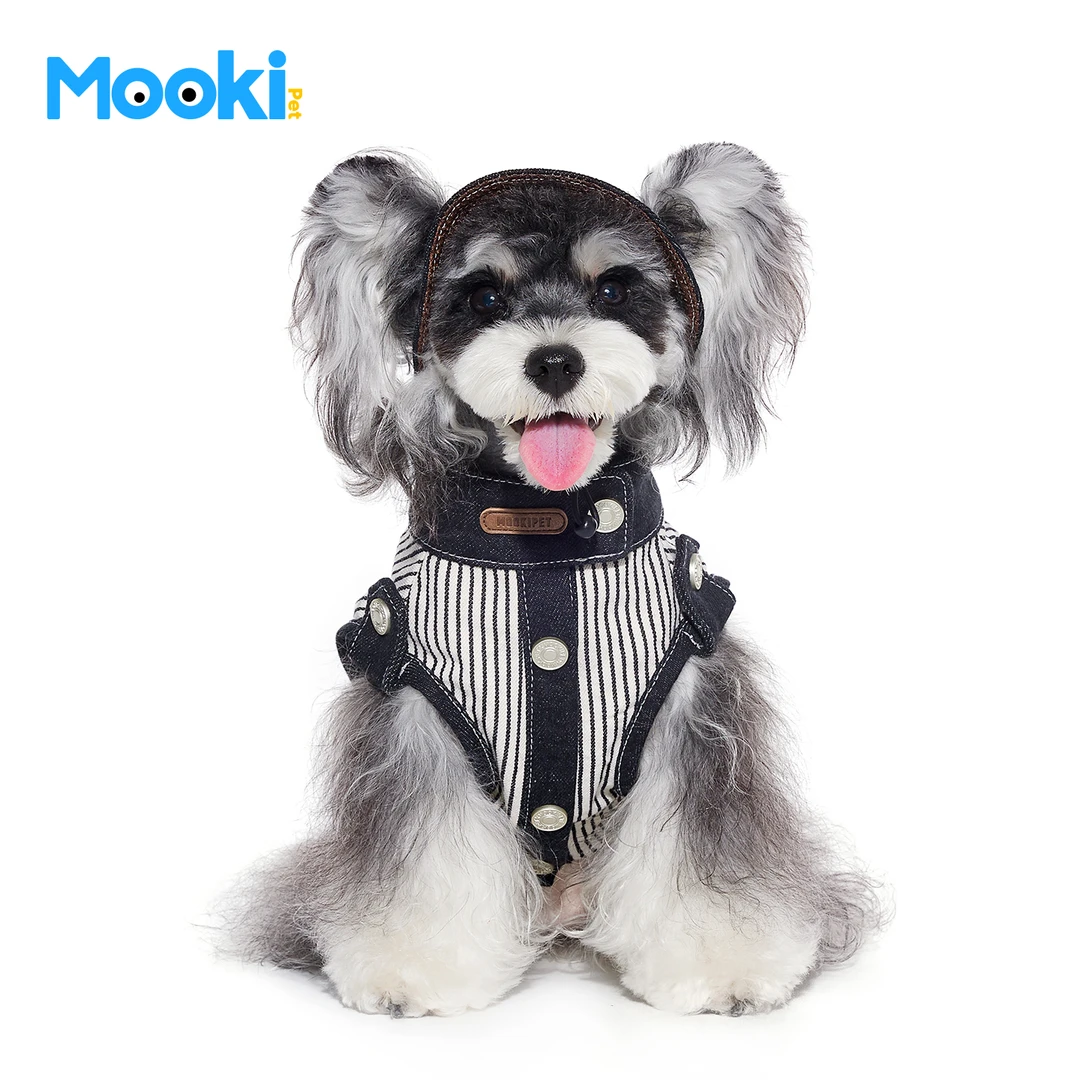 mookipet狗狗秋季2025新款衣服西高地雪纳瑞宠物可牵引牛仔马甲