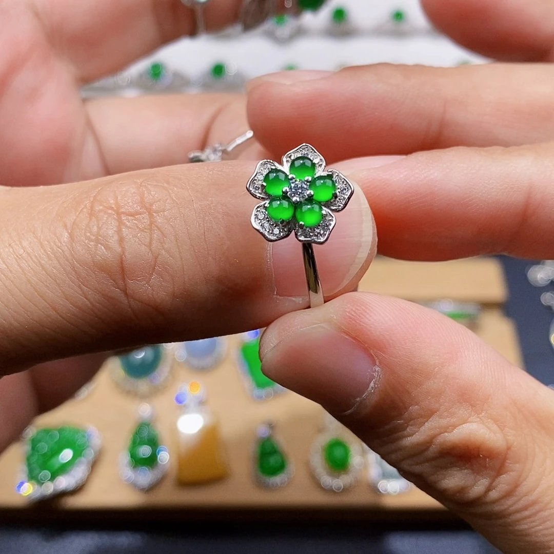 银S925镶嵌戒指翡翠戒指