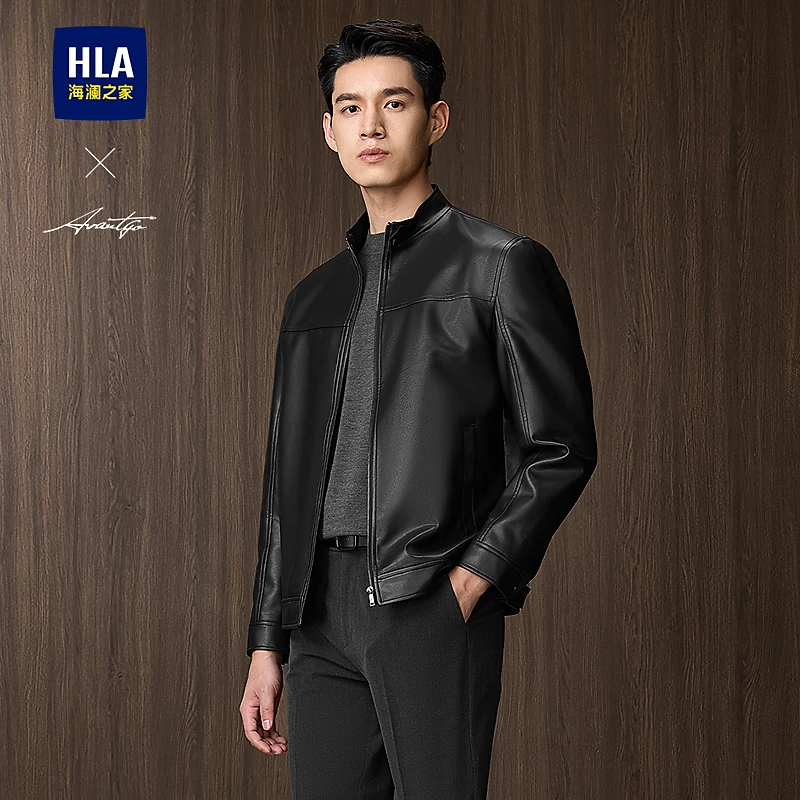 【时尚皮夹克】HLA/海澜之家男士25新款PU外套男上衣秋季情侣夹克
