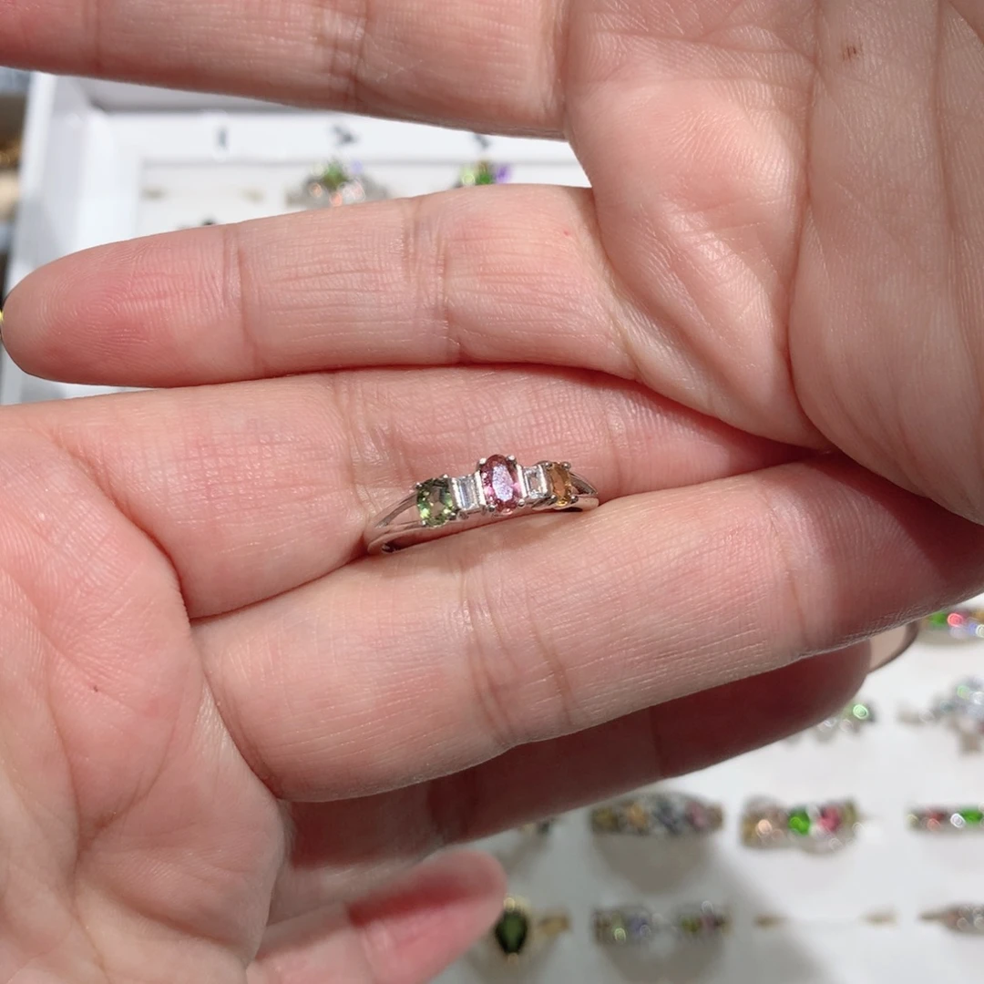 碧玺戒指银S925镶嵌