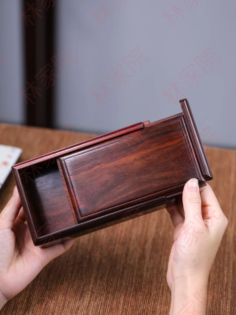 机关盒老挝大红酸枝抽拉实木中式复古交趾黄檀文盒红木首饰收藏盒
