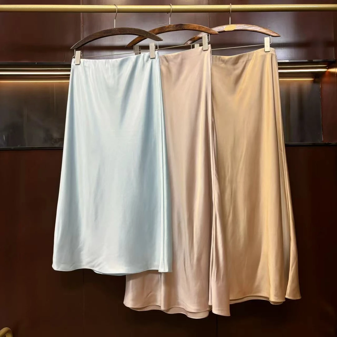 CBQ1801 法国客人订单 三色柔软丝滑半身裙