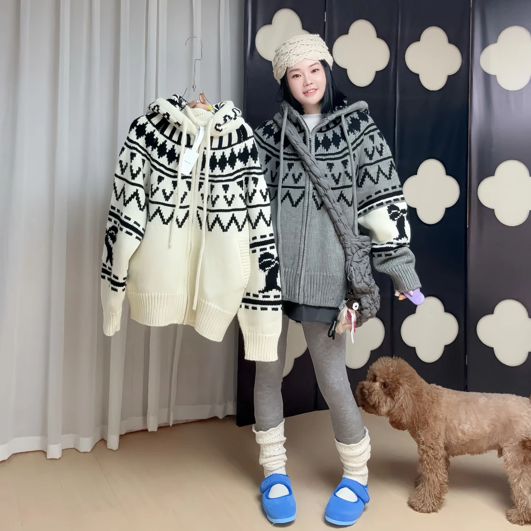 张子萱吴昕同款Alexia Sandra费尔岛羊毛蝴蝶结针织外套2024冬季