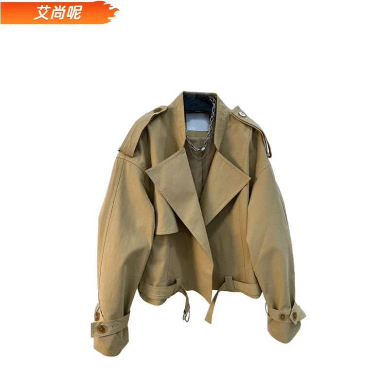 l韩系工装短款小个子宽松外套女2025年秋冬季新款休闲百搭风衣外1