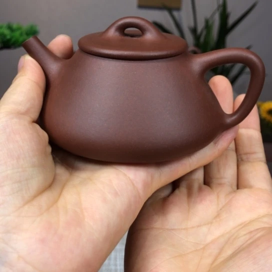 紫砂茶壶半手工红皮龙平盖石瓢190cc