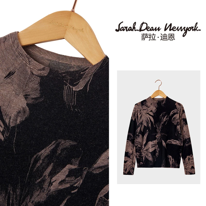 【萨拉迪恩】水墨意境 水溶羊毛舒适针织百搭长袖秋冬打底衫上衣