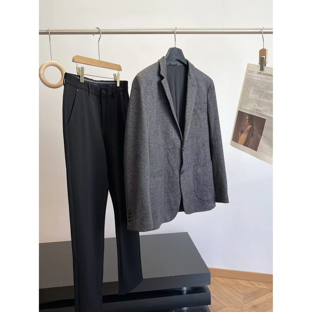 特！舒适弹力~余D！男士平驳领绒感弹力休闲西服外套 C4 男装H7001