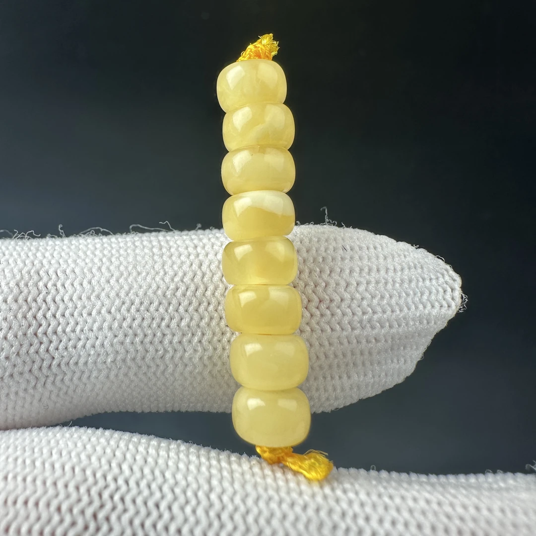 K3545天然原矿蜜蜡 隔珠6.6mm支持复检假一罚十