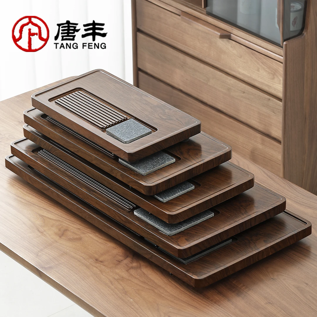唐丰创意纤木茶盘家用简约轻奢排水式干泡茶台办公室会客高端茶海