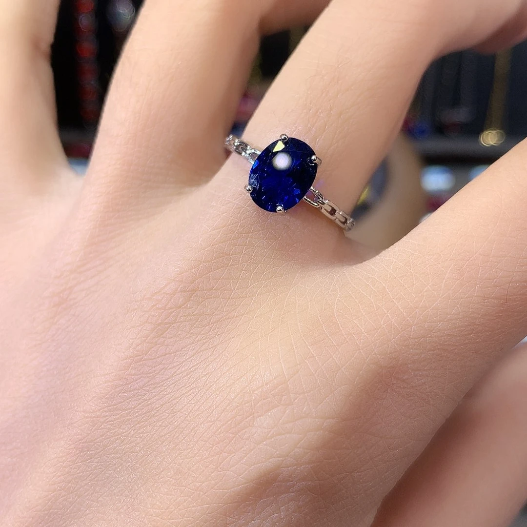 戒指蓝宝石银S925镶嵌白79