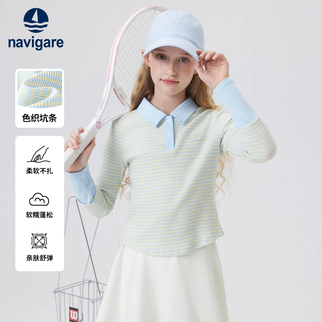 Navigare意大利小帆船童装女童长袖T恤2025年春夏NVG2503013YFA