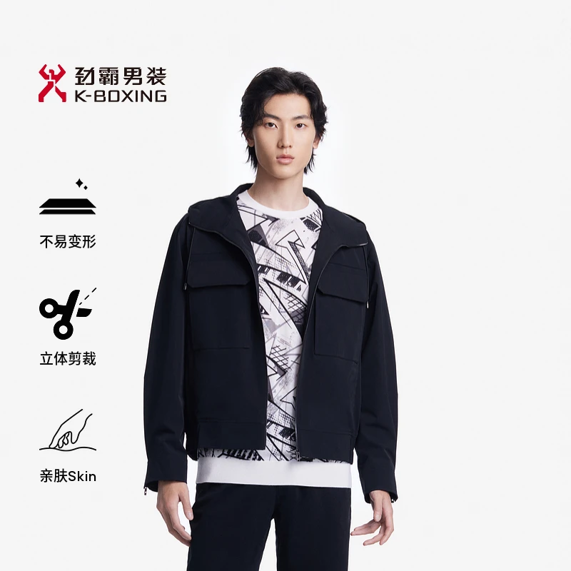 【劲霸男装】秋季男士短版连帽夹克男商务休闲翻领茄克|FKDT3260