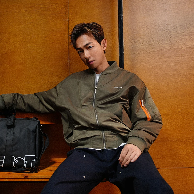 INSIDEDOT 梁烈唯同款飞行员夹克秋冬潮牌休闲上衣棒球领情侣外套