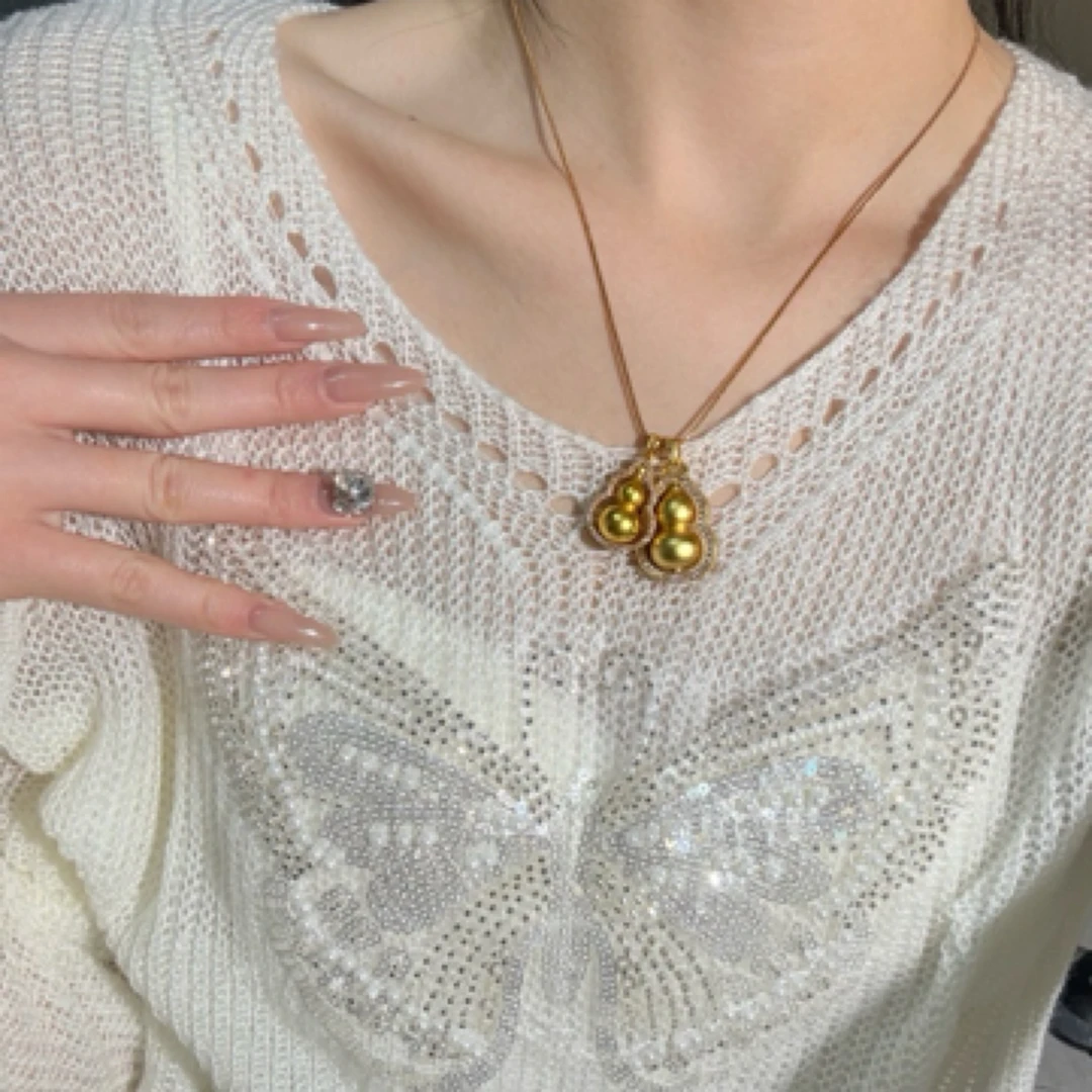 黄铜项链  新款国风时来运转葫芦项链女款轻奢时尚百搭不掉色ins