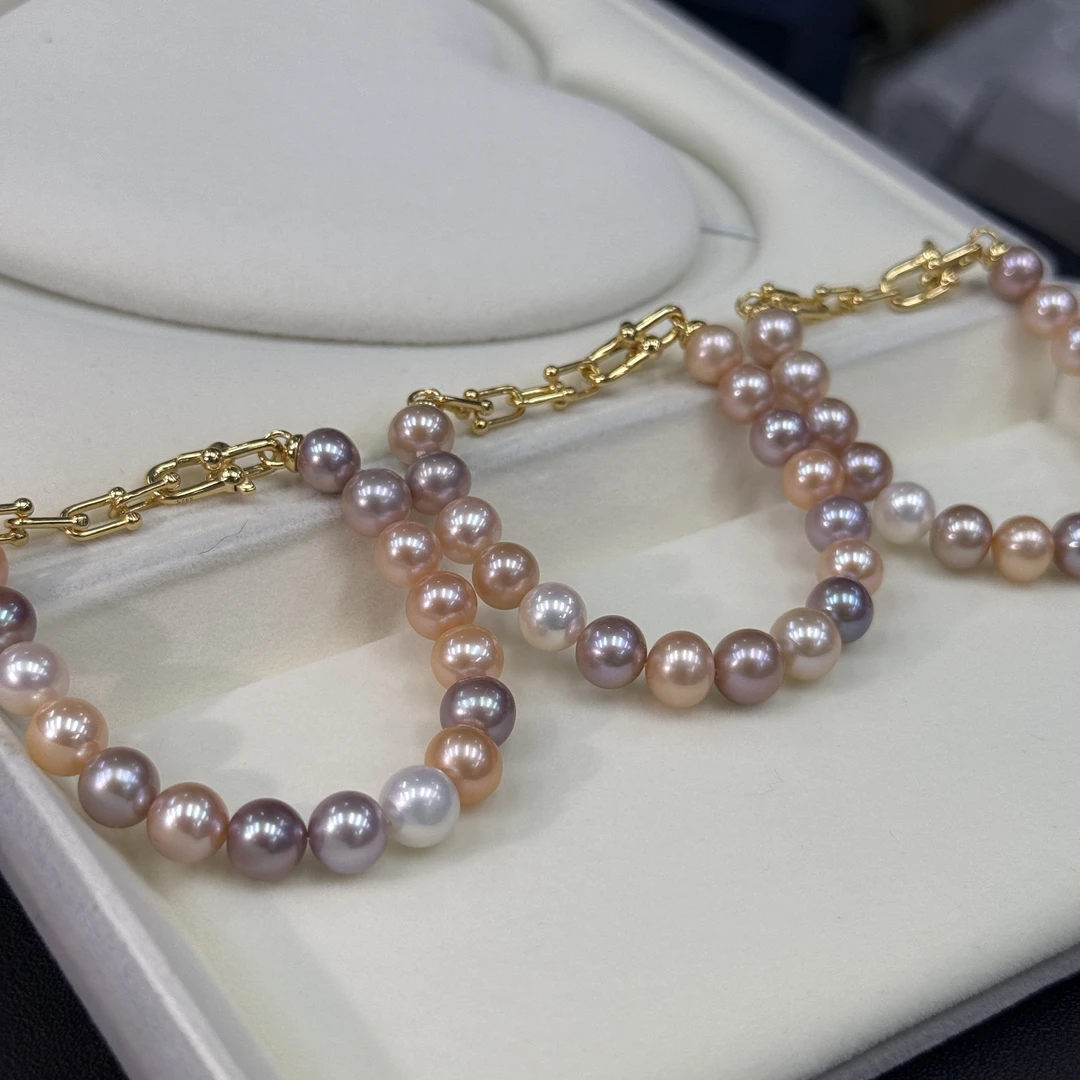 【告白气球】 S925银淡水无核糖果色手链8-9mm多样性发货只发1件