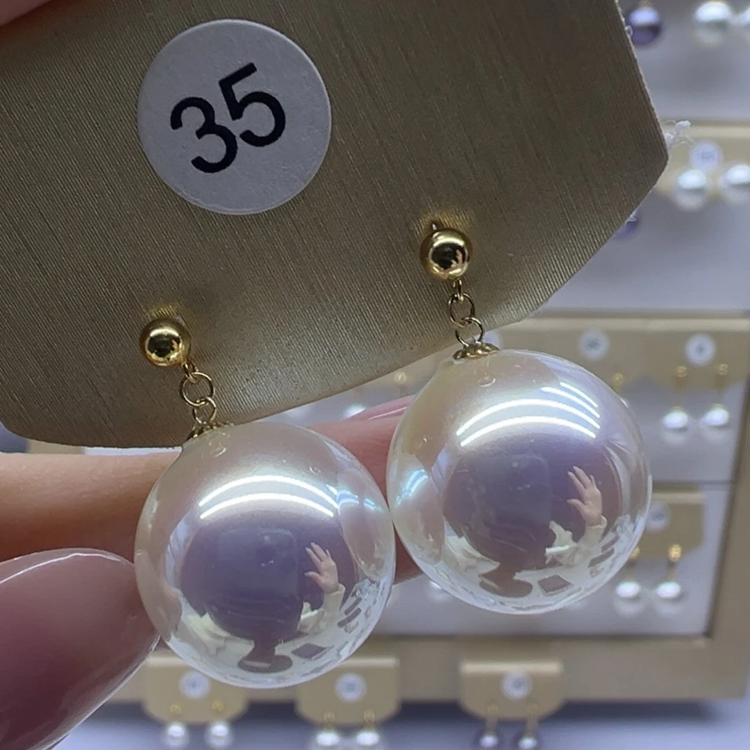 淡水珍珠耳饰18K金镶嵌