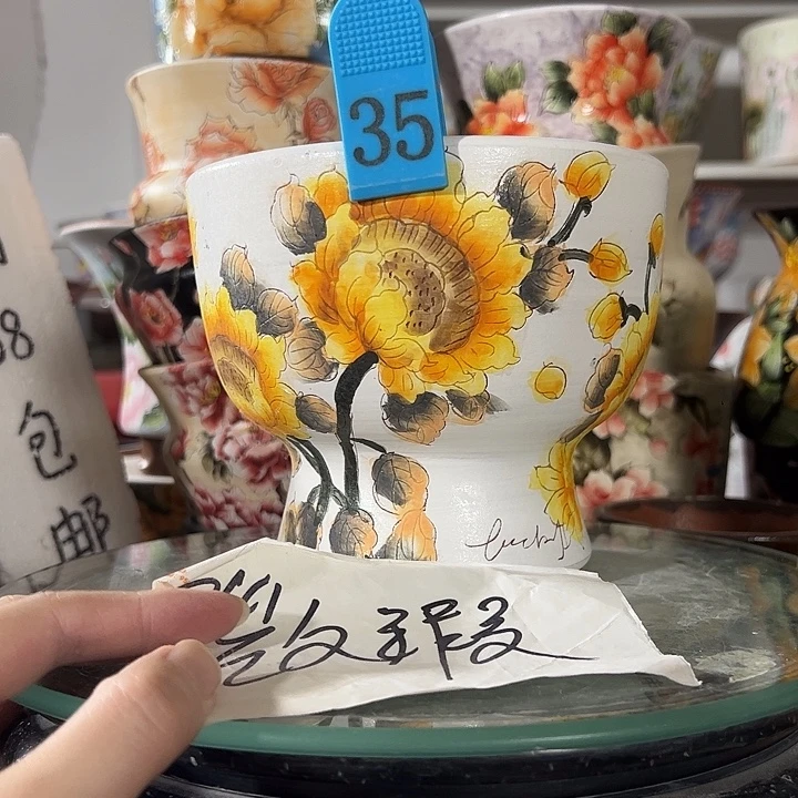 景德镇幸运花盆手绘韩式花盆