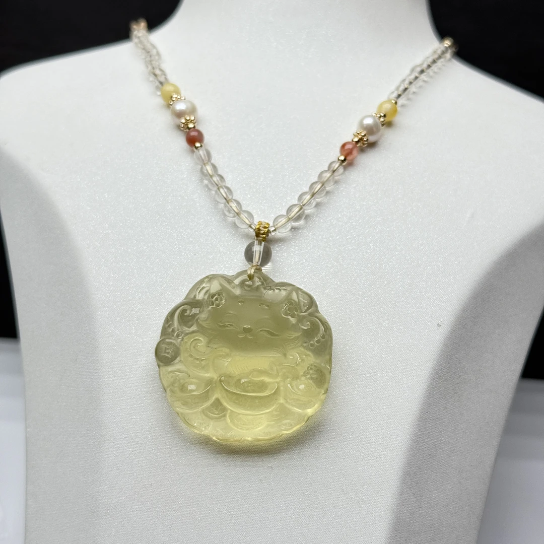 晶匠黄水晶狐狸吊坠 多样性发一