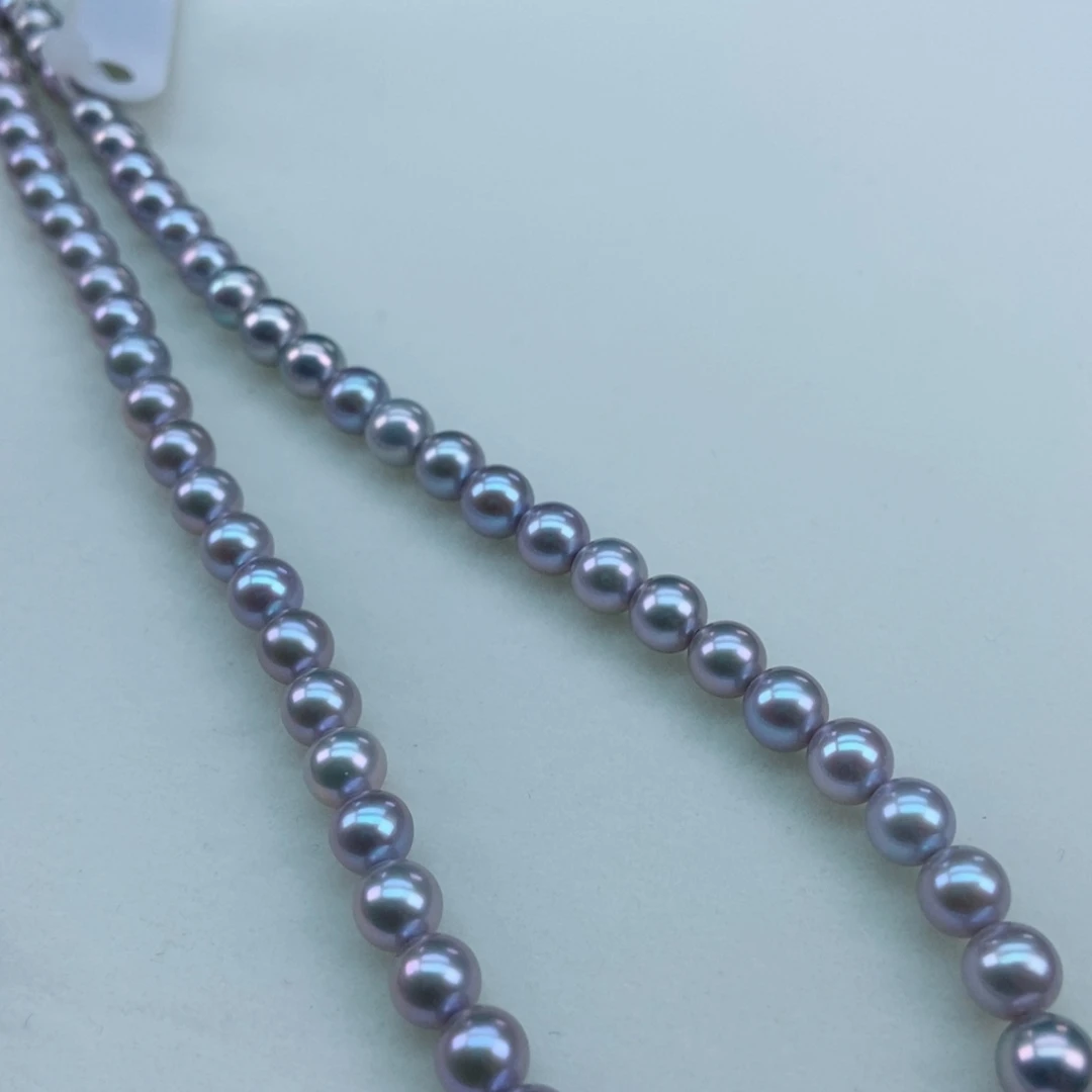 银S925镶嵌淡水珍珠6高级灰炫彩干净