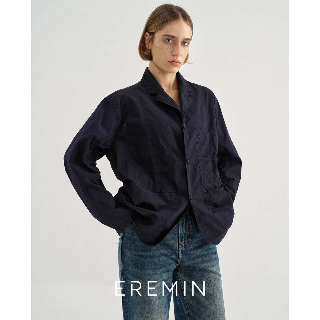 DE Mincollection褶皱外套/做旧水洗锦棉薄款肌理夹克外套55257