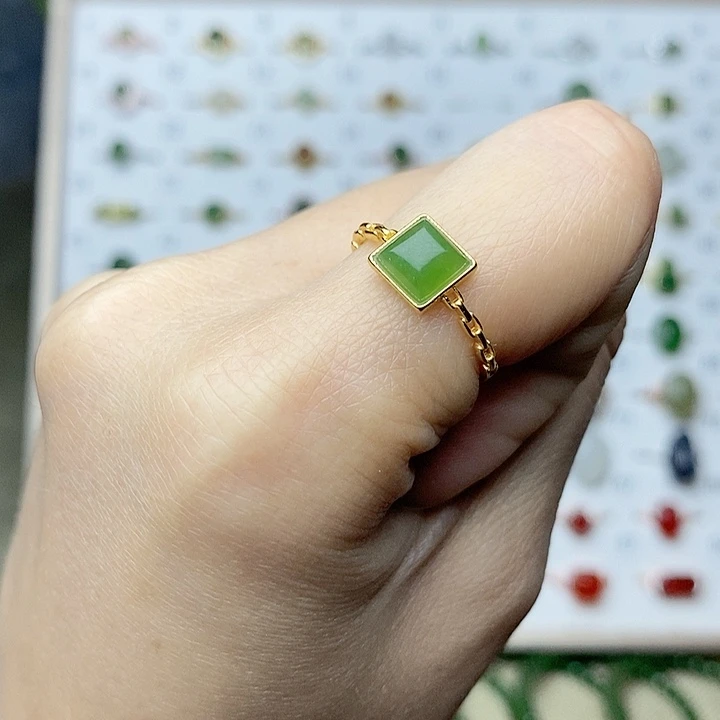 和田玉（碧玉）戒指银S925镶嵌