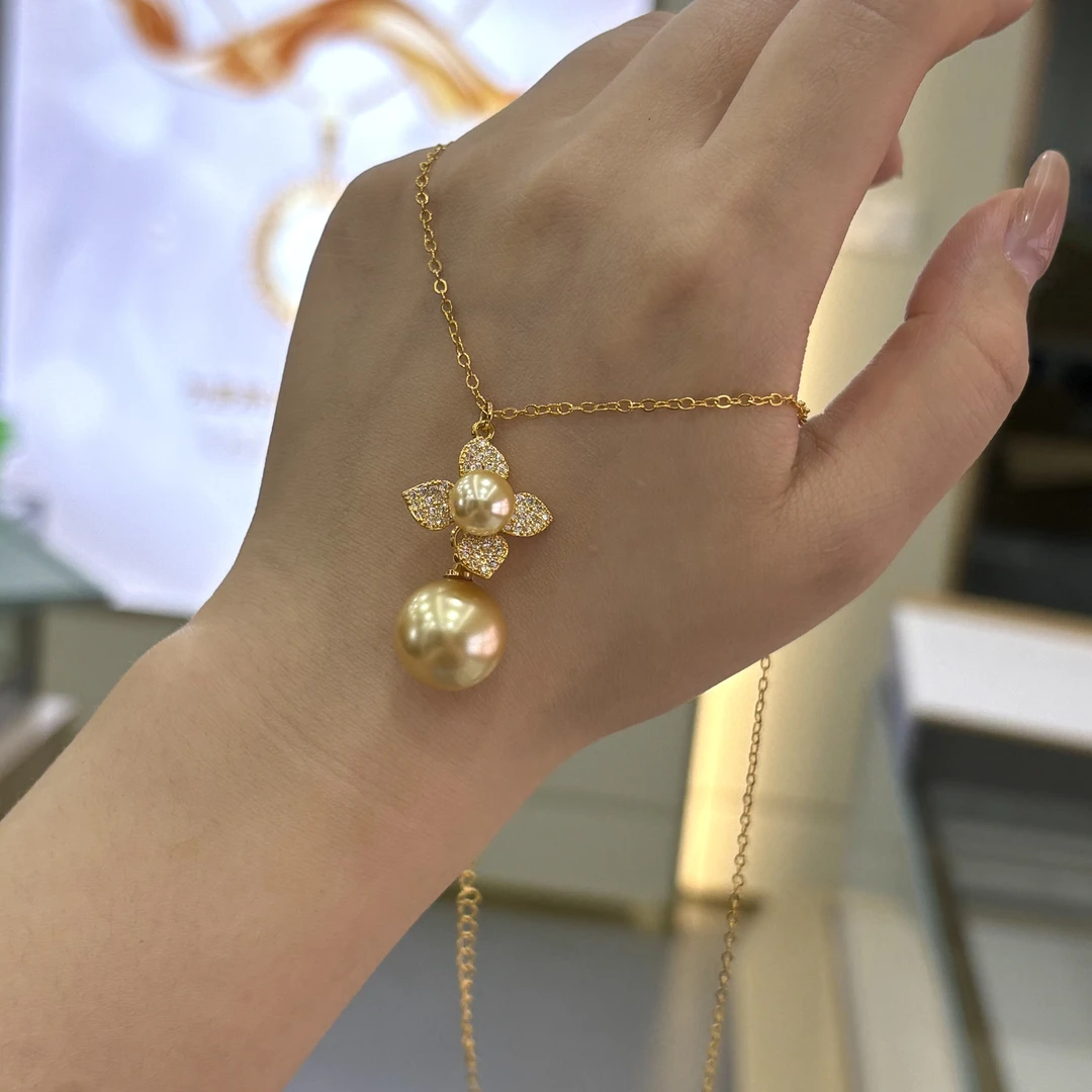 铜合金项链 百搭小众精致镶嵌三叶草设计气质款繁花系列项链5102