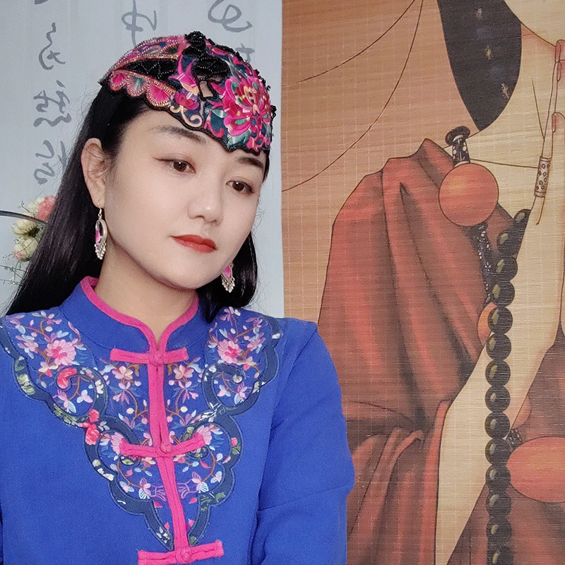 姑苏城原创设计-民族风老绣发箍帽239