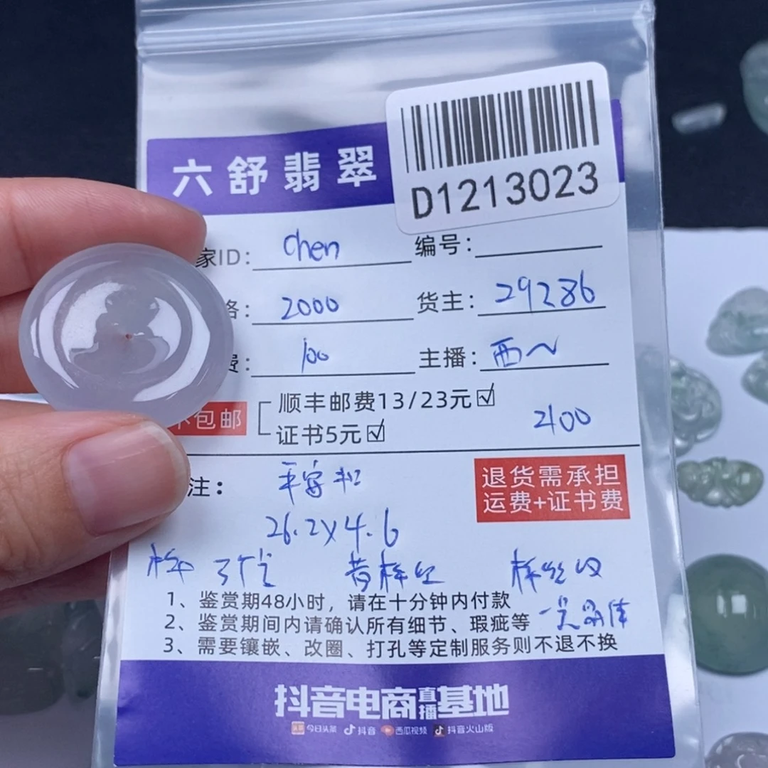 C***g翡翠未镶嵌吊坠(不含链)D1213023