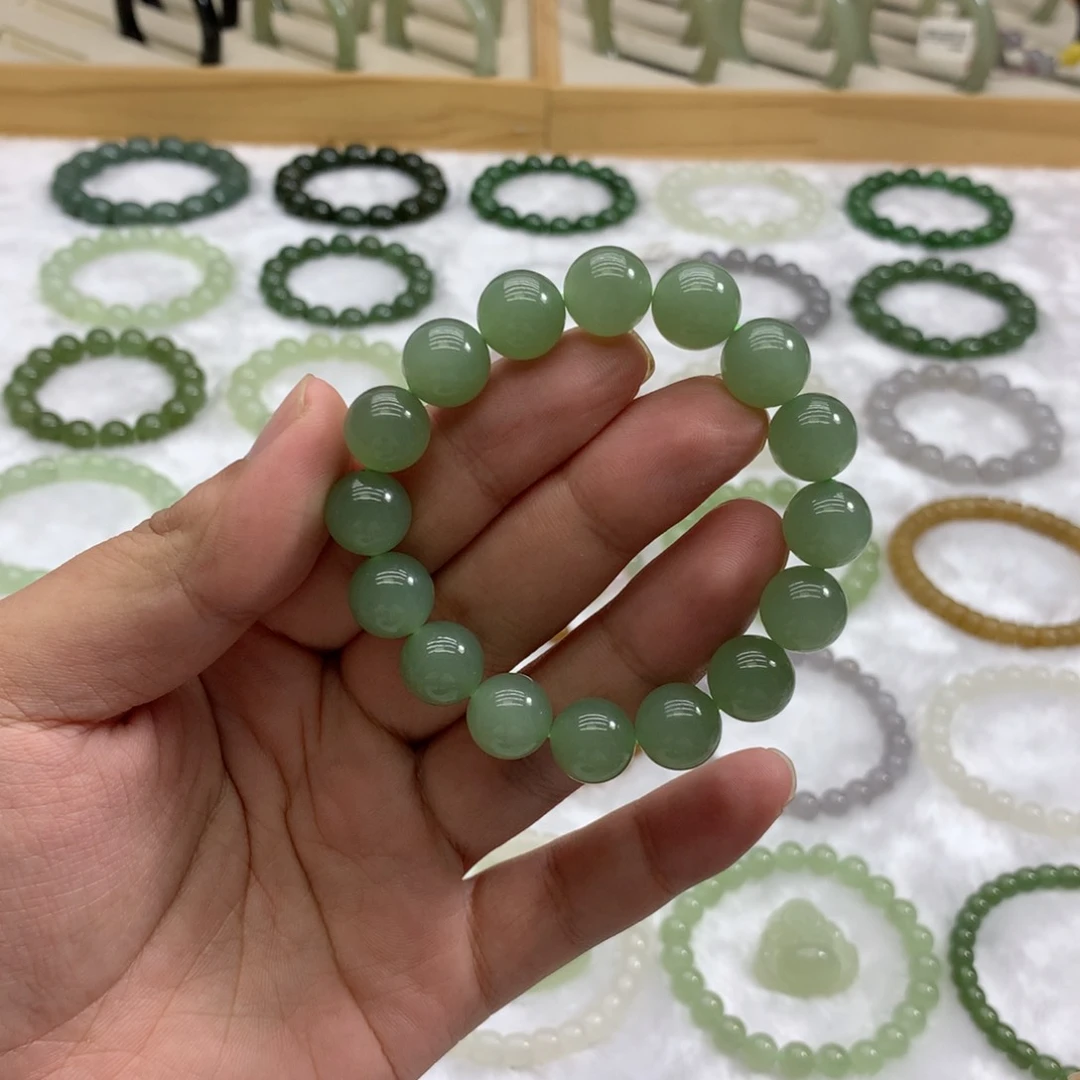 未镶嵌手串和田玉（冰晴绿12）