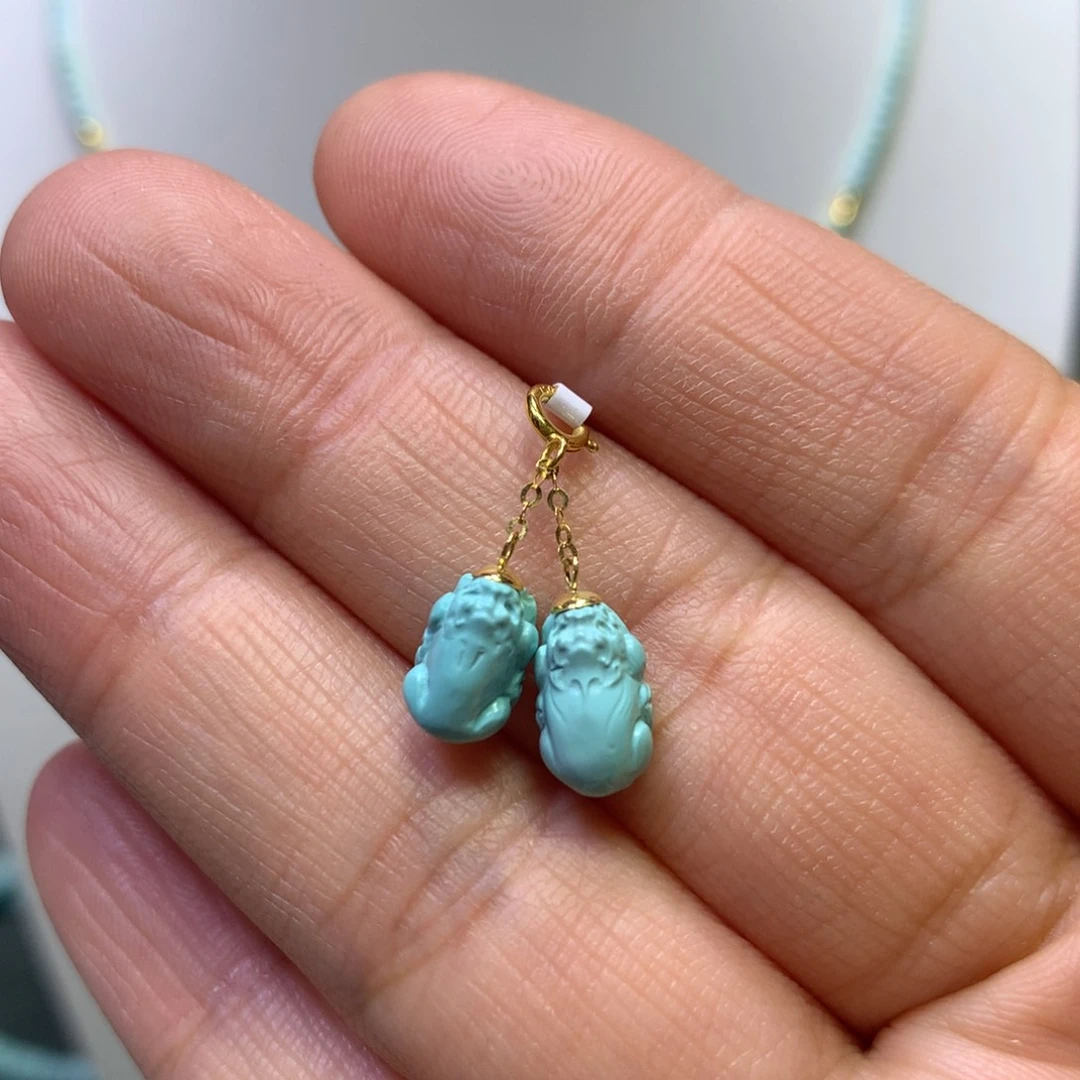 绿松石挂件18K金镶嵌