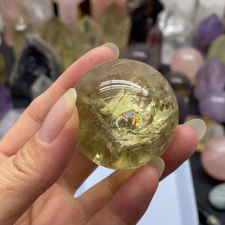 水晶珠宝半成品未镶嵌昌*24黄水晶球