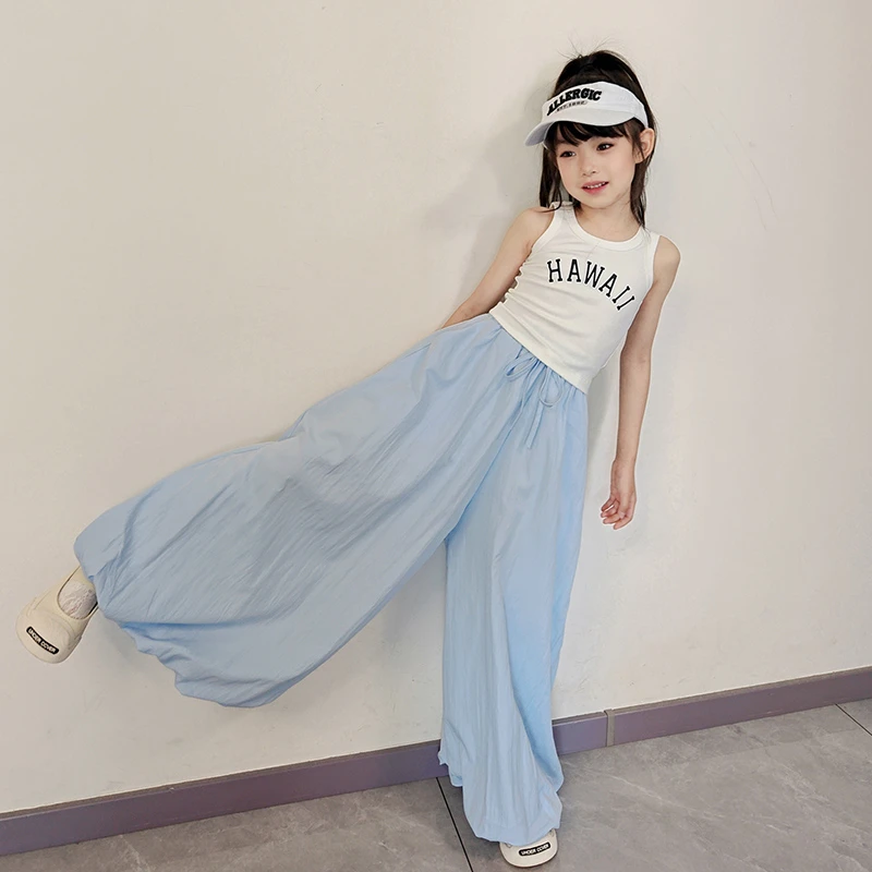 儿童夏季薄裤子2025新款女童多巴胺冰丝灯笼裤女孩夏装网红休闲裤