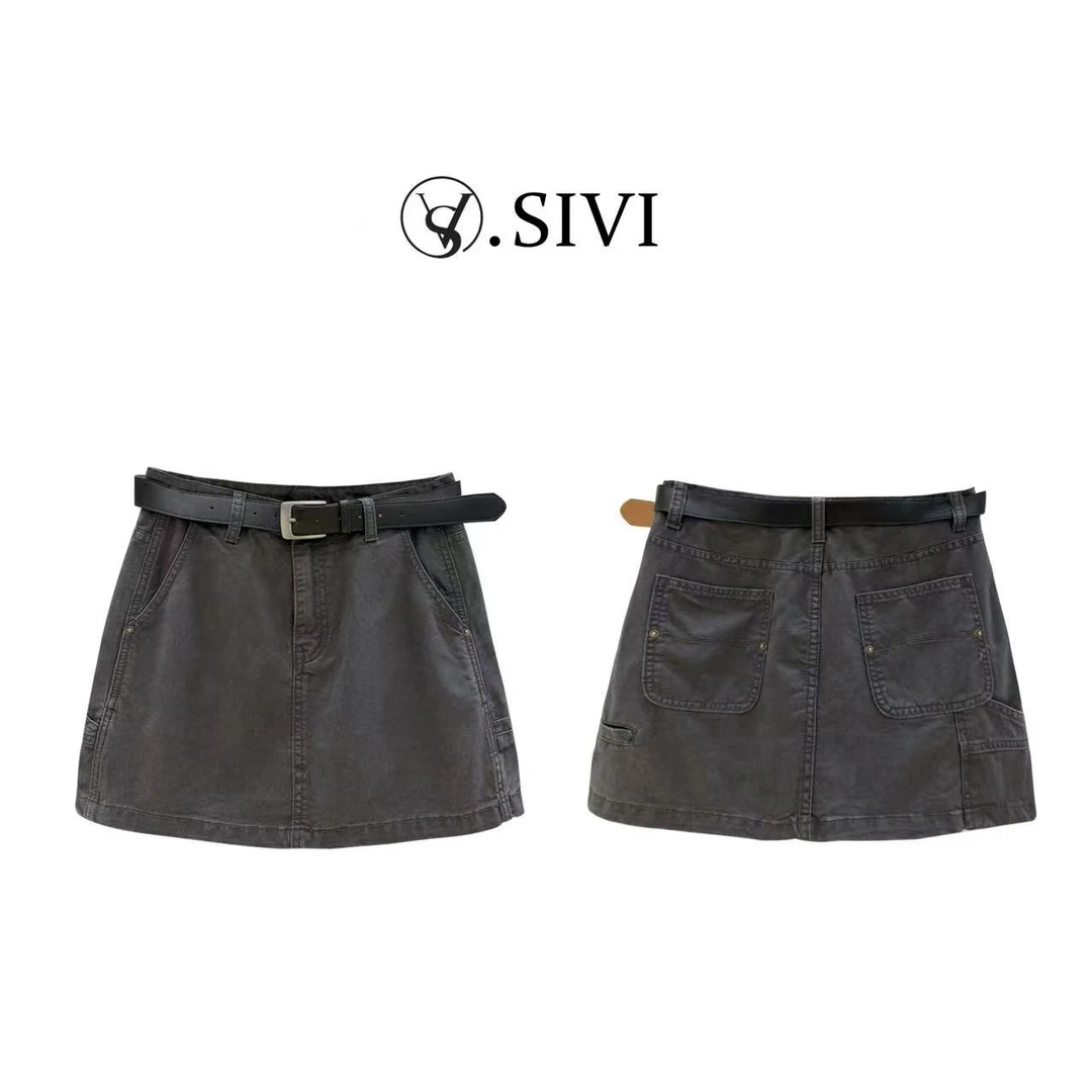 熙薇【暝色入襟】2025早秋时尚气质百搭休闲新款短裙H3811