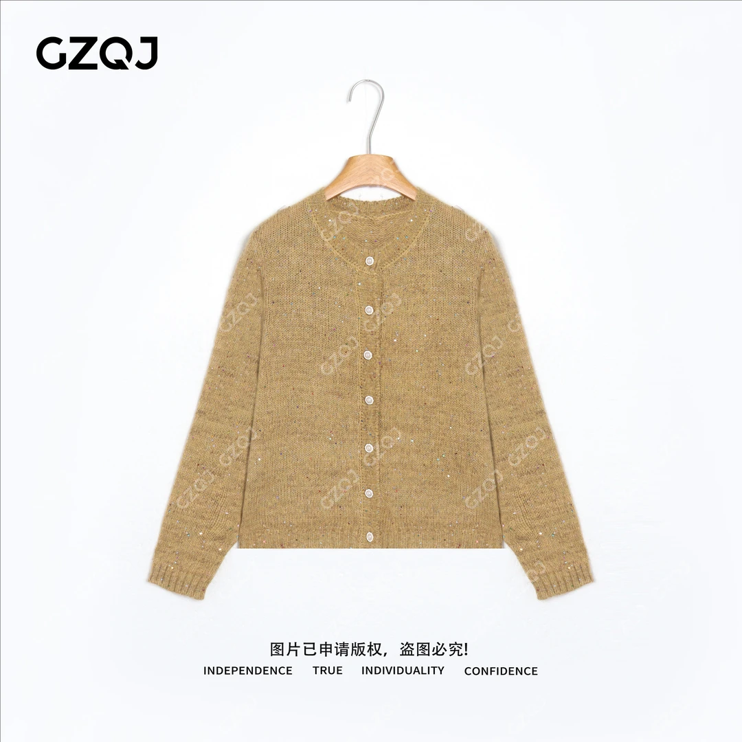 老琴私服【圆舞莹星】 琥珀流光风时尚百搭亮片针织开衫女秋款 0072