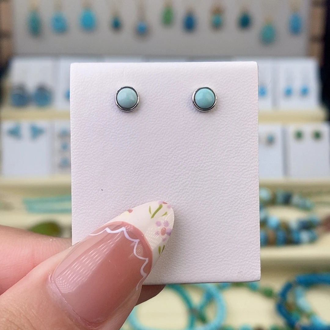 银S925镶嵌绿松石耳饰