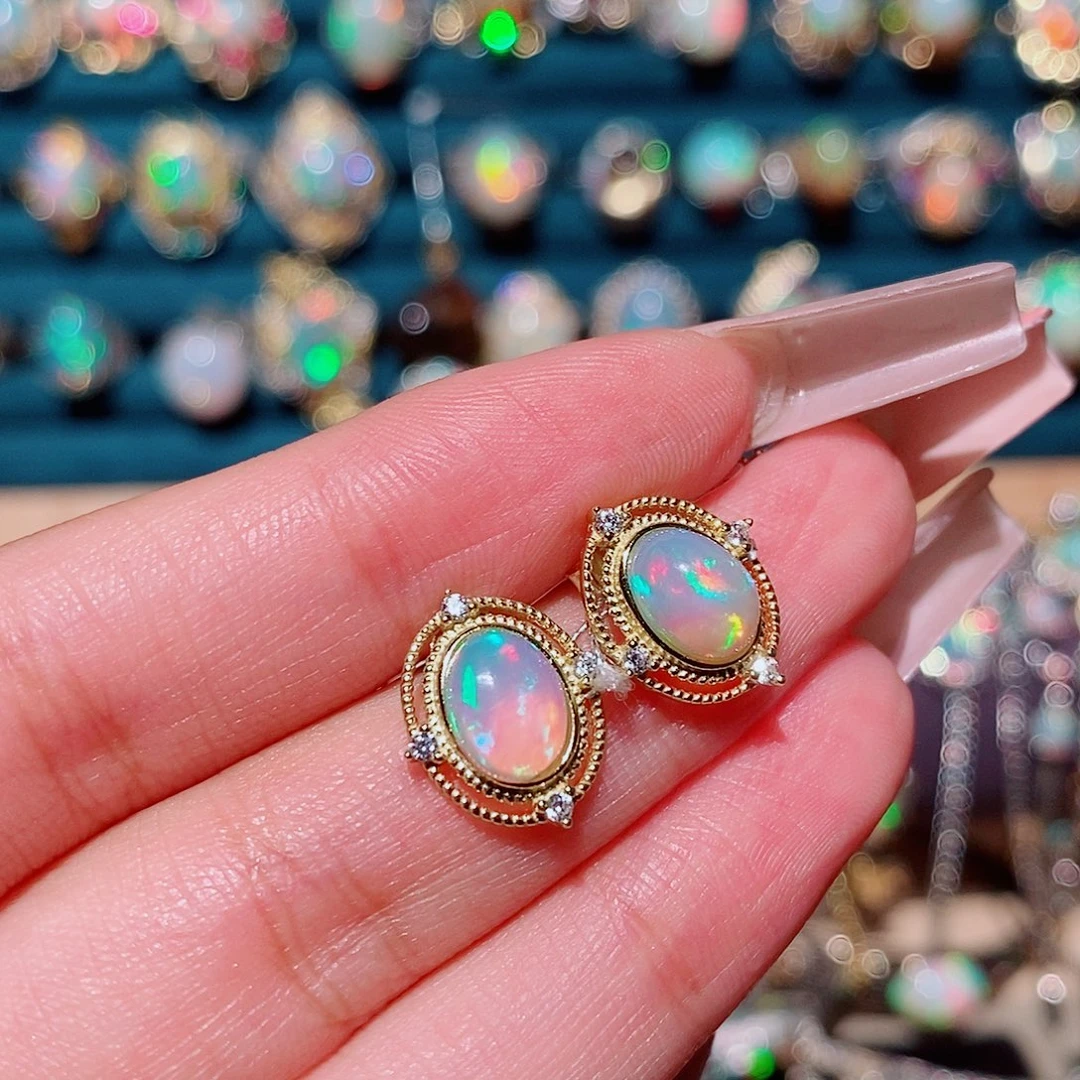 欧泊银S925镶嵌耳饰