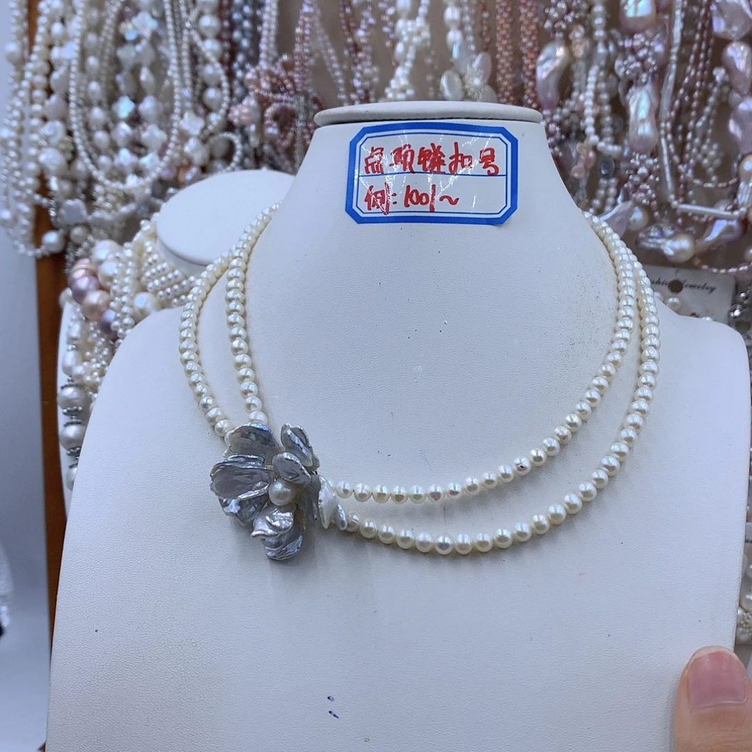 银S925镶嵌项链耳饰淡水珍珠