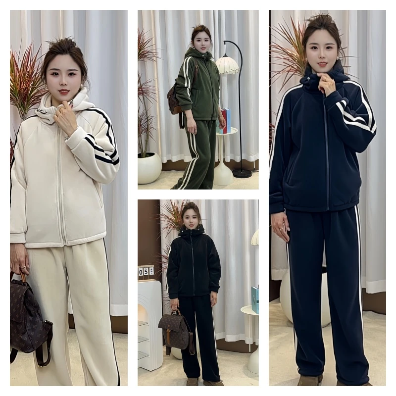 秋冬情侣款海豚绒外穿家居服套装加绒加厚可过冬睡衣-1777