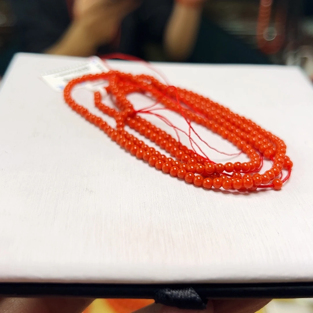 【小刘南红】保山南红（云端）圆珠珠链2mm+（硬线） 多样性发一