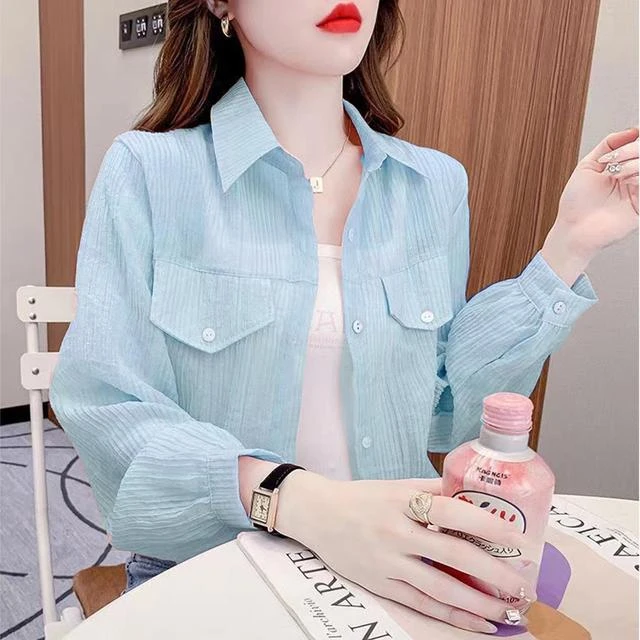 设计感小众冰丝雪纺防晒衣女外穿薄夏季2025新款宽松短款衬衣上衣