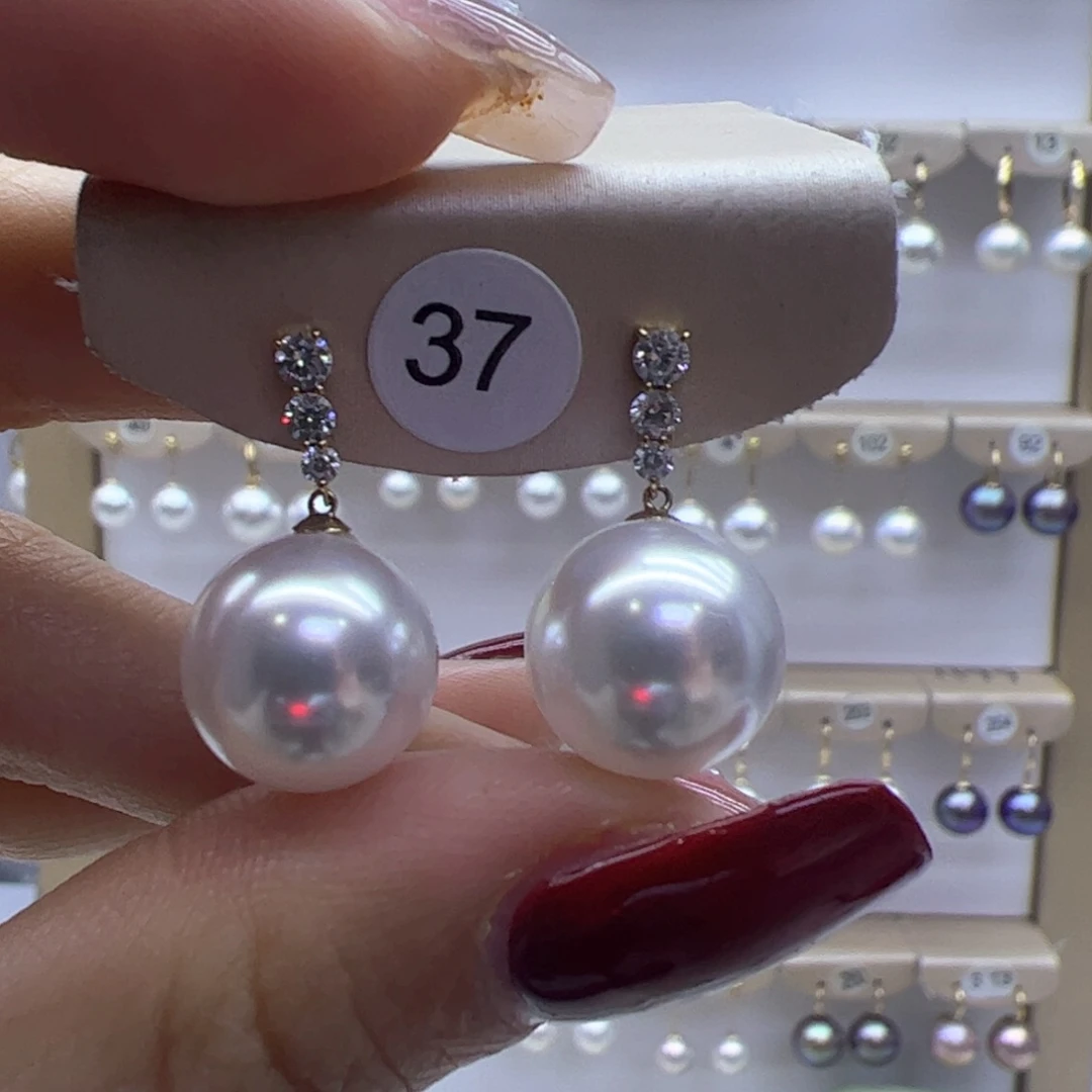 淡水珍珠耳饰18K金镶嵌