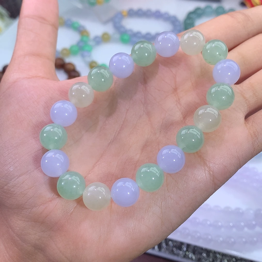 翡翠未镶嵌手链甜美多宝手串